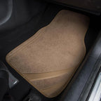 CAR PASS Beige Car Floor Mats, Edge Leather Waterproof Car Mats with Double Stitch Line and Anti-Slip Backing Design, Fit 95%