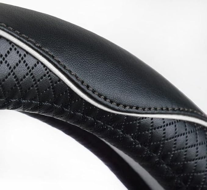 Rueesh Microfiber Leather Steering Wheel Cover Anti-Slip Matte Finish Auto Car Wheel Cover Universal 15 Inch Wheel Cover for 