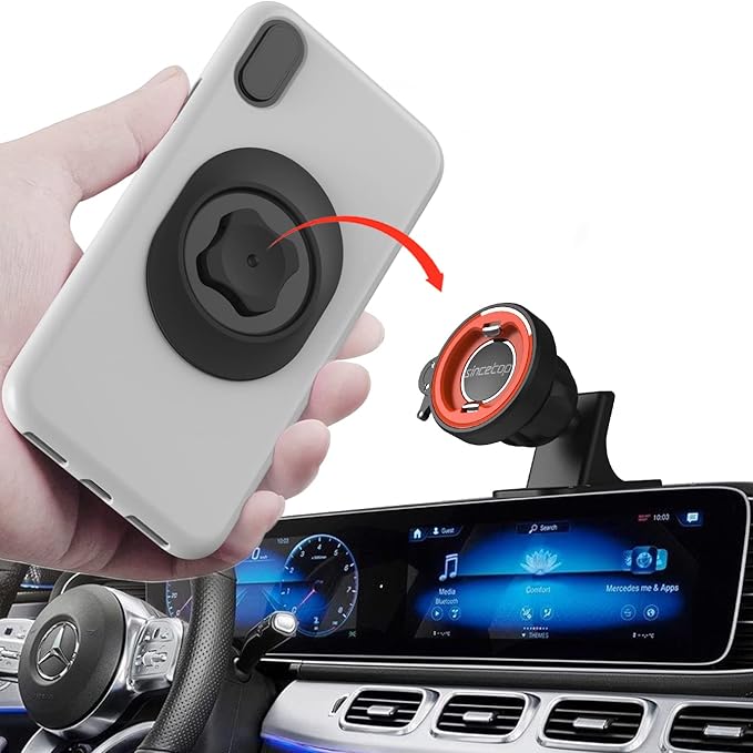 Car Phone Mount Without Magnetic, Stick On Dashboard 360° Rotatable Universal Cell Phone Holder with Ultra-Lock Quick Mount Strongest Adhesive Compatible with iPhone/Google 【Series C - 1st Gen】