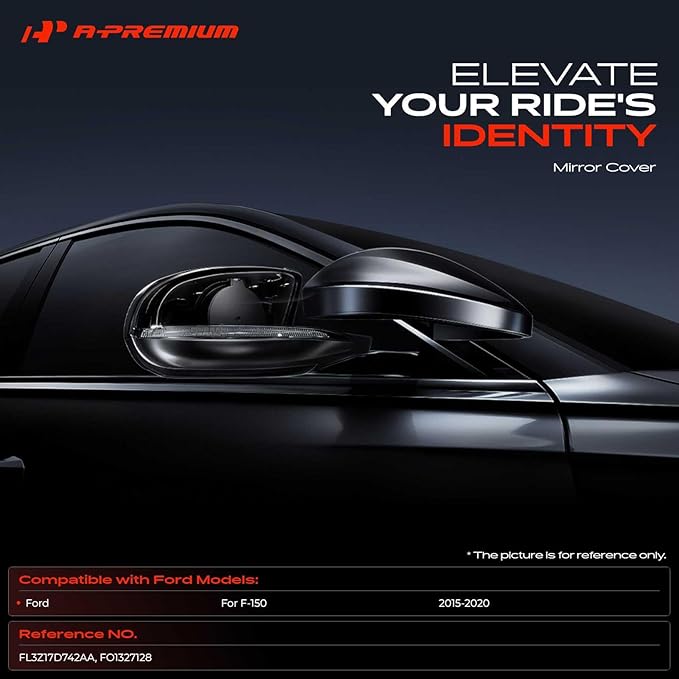 A-Premium Passenger Side Rearview Mirror Cover Cap - Compatible with Ford F-150 F150 2015-2020 - Textured Black