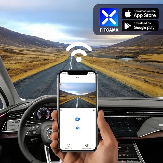 Fitcamx 4K Dash Cam Adapts for Audi 2019-2026 A4 A6 Allroad A3 A5 Q5 S4 S6 Q7 A8 Q8 S8 TT A7 S5 Q3 e-tron (Model A), OEM Look