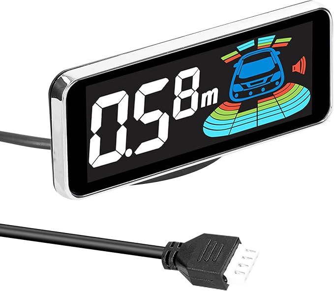 Shkalacar Car Parking Sensors, 8 Sensors Kit Parking Sensors, LCD Distance Display Acoustic Car Reverse Backup System, LED Light Distance Display Warning Buzzer