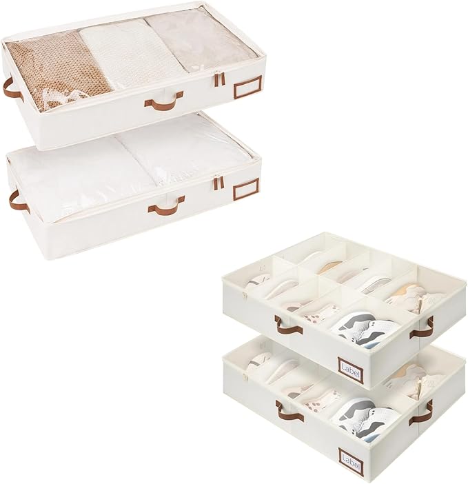 StorageWorks Large Under Bed Storage Containers with Under Bed Shoe Storage for Closet