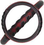 Flying Banner car Steering Wheel Cover Faux Leather Massage Universal fit 3D Honeycomb Hole Anti-Slip Sporty 15 Inches (Red B