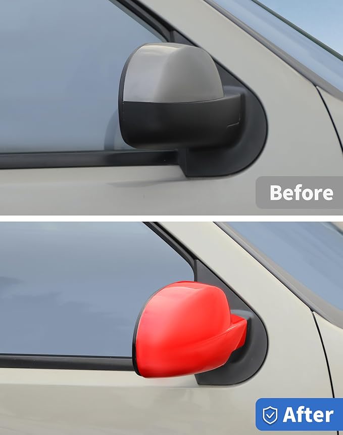 Rearview Mirror Fully Caps Covers Compatible with 2007-2014 Chevy Silverado GMC Sierra Avalanche Tahoe Suburban Yukon Escalade ESV Left Right Side View Mirror Cover Caps, Red