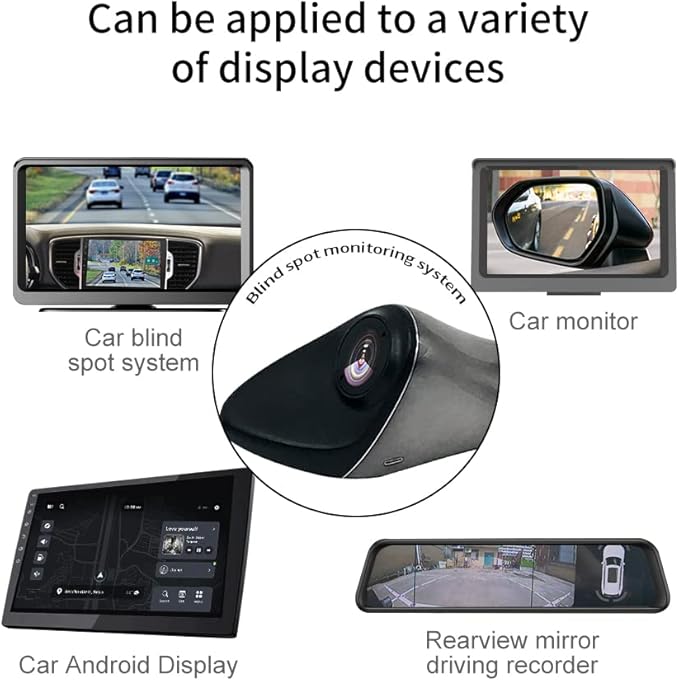 CVBS Signals Blind spot Camera Car Side View Camera IP68 Waterproof 120 Degree Wide Angle Side View Mirror kit Dark Grey