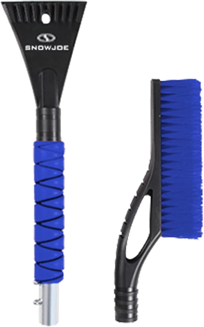 Snow Joe 2 Pack 27" Multi-Purpose Ice Scraper and Extendable Snow Brush for Cars with Foam Grip and 360-Degree Pivoting Brush Head, SJEG-SB27X2