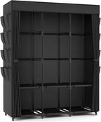 Wardrobe Closet Portable Closets for Hanging Clothes Large Capacity Clothes Rack with Cover, 3 Hanging Rods, 6 Shelves and 8 