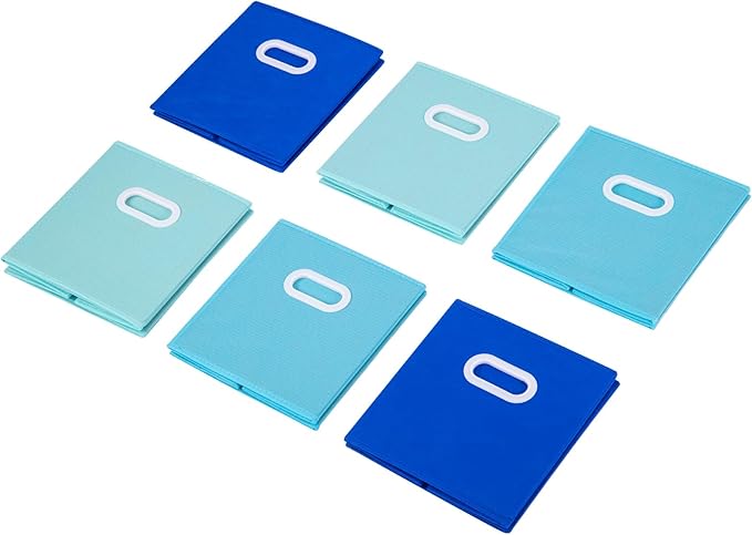 Stero Fabric Storage Bins 6 Pack Fun Colored Durable Storage Cubes with Plastic Handles Foldable Cube Baskets for Home, Kids 
