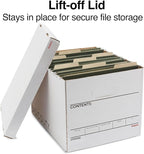 STAPLES Corrugated File Box Lift Off Lid, Letter/Legal Size, White/Black, 10/Pack
