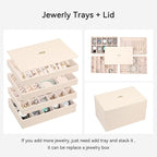 Voova Stackable Jewelry Organizer Tray with Lid, PU Leather Jewelry Storage Holder for Drawer Inserts, Jewellery Display Box 