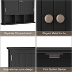 ChooChoo Bathroom Cabinet Wall Mounted 2-Door with 3 Open Shelves， Wooden Medicine Cabinets with Adjustable Shelf，Space Saver