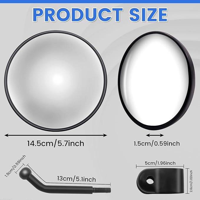 Convex Mirror, Round Truck Mirror Wide Angle Spot Mirror for Trucks 360° Adjustable Mount Universal Mirro for Truck Replacement (2)
