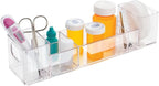 mDesign Plastic Bathroom Medicine Cabinet Organizer with Handles - Divided Vanity Storage Holder/Container for Cotton Swabs, 