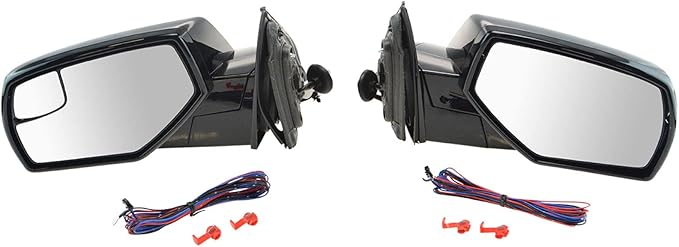 TRQ 2 Piece Driver and Passenger Side Mirror Assembly Set Electric Adjustment Heated Black Upgrade Compatible with 2015-2020 