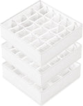 Criusia 3 Pack Sock Underwear Drawer Organizer Dividers, 64 Cell Fabric Foldable Cabinet Closet Organizers and Storage Boxes 