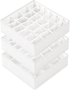 Criusia 3 Pack Sock Underwear Drawer Organizer Dividers, 64 Cell Fabric Foldable Cabinet Closet Organizers and Storage Boxes 