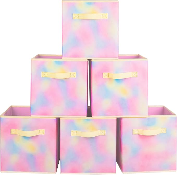 ShellKingdom Storage Bins, Foldable Fabric Storage Cubes And Cloth Storage Organizer Drawer For Closet And Toys Storage, 6 Pa