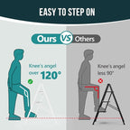 WOA WOA Step Ladder, Widen Pedals Folding Step Stool with Anti-Slip Foot, Portable Lightweight Aluminum Ladder, Household Ste