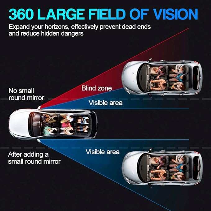 Car Blind Spot Mirrors(5.12 * 2.75in), Adjustable Auxiliary Universal Wide Angle Mirror for Universal Car SUV Mirrors Strong Adhesive HD Glass Mirror Frame Thickness Less than 5MM (R)