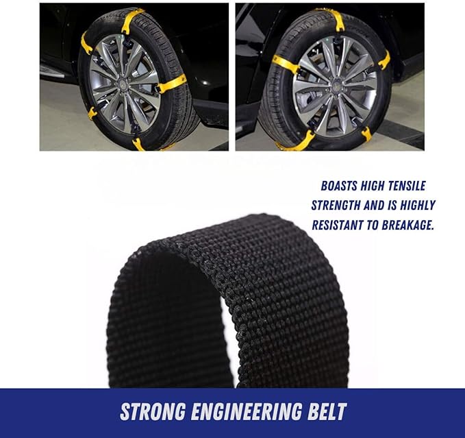 Jeremywell Snow Chains Anti-Skid Anti Slip Emergency Snow Tire Chains - Portable Emergency Traction Snow Mud Chains Universal