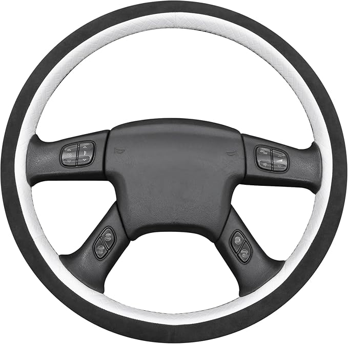MEWANT Hand Stitch Steering Wheel Cover for Chevy Silverado 1500 2003 9002 Athsuede Embossed Faux Leather Steering Wrap
