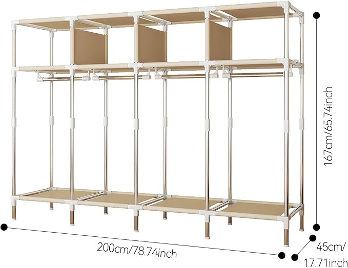 Portable Wardrobe Closet Durable and Easy to Assemble Heavy Duty Clothes Rack with Non-Woven Cover Fabric Best for Bedroom an