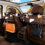 Car Backseat Organizer for Kids & Travelers - 4 in 1 Multifunctional Car Seat Back Storage with Cup Holder, Tissue Box, Snack/Handbag Holder - Nappa Leather Universal Fit for SUV/Van/Sedan (Brown)