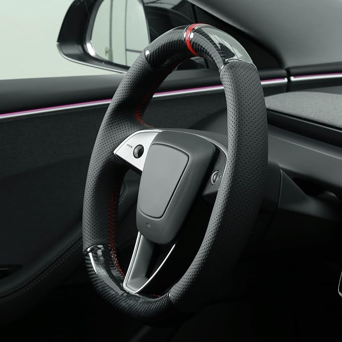 MEWANT DIY Stitching Steering Wheel Cover Wrap for Tesla Model 3 Highland 2023-2025/Model Y 2025 Accessories