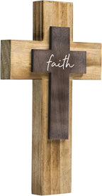 OKSQW Wall Wooden Cross Christians Crosses Spiritual Religious Cross With Hook Christmas Wall Hanging Handmade Nature Wood Co