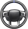 MEWANT Hand Stitch Genuine Leather Carbon Fiber Steering Wheel Cover for Ford F-150 F-250 F-350 F-450 F-550 F-600 F-650