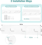 RELBRO Key Holder Wall Mount, Large Metal Self Adhesive Key Rack with 4 Hooks, 2 Installation Options, White