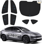 Wigoo 2026 Upgrade Tesla Model Y Juniper Side Window Sunshade [Ice-Crystal Cool, Suction No-Fall] Sun Block for Baby & Camping & Privacy Napping, 7PCS No Front Windshield for Model Y Juniper 2025-2026