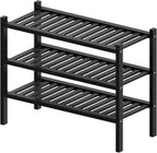 ROMGUAR CRAFT 3 Tier (Thick) Bamboo Shoe Rack for Entryway, Small Wood Shoe Shelf Storage Organizer for Closet, Shoe Stand fo