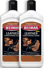 Weiman 3 in 1 Deep Leather Conditioner Cream (2 Pack) - Restores Leather Surfaces - Use on Leather Furniture, Car Seats, Shoe