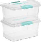 Sterilite 6 Pack Stackable Storage Bin with Latch Lid, Medium Nesting ShowOffs, Clear