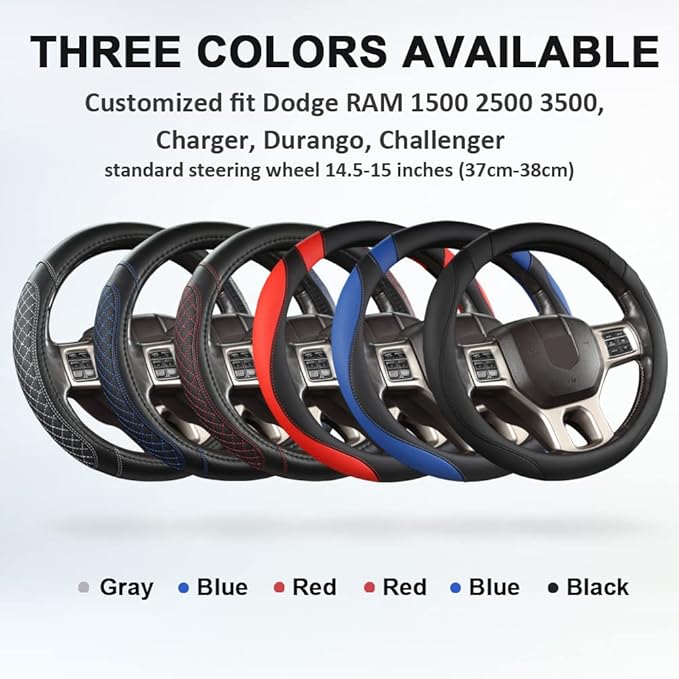 West Llama Customized Auto Car Steering Wheel Cover for Dodge 1989-2011 RAM 1500 2500 3500, Charger, Durango, Challenger(Diam