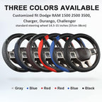 West Llama Customized Auto Car Steering Wheel Cover for Dodge 1989-2011 RAM 1500 2500 3500, Charger, Durango, Challenger (Bla