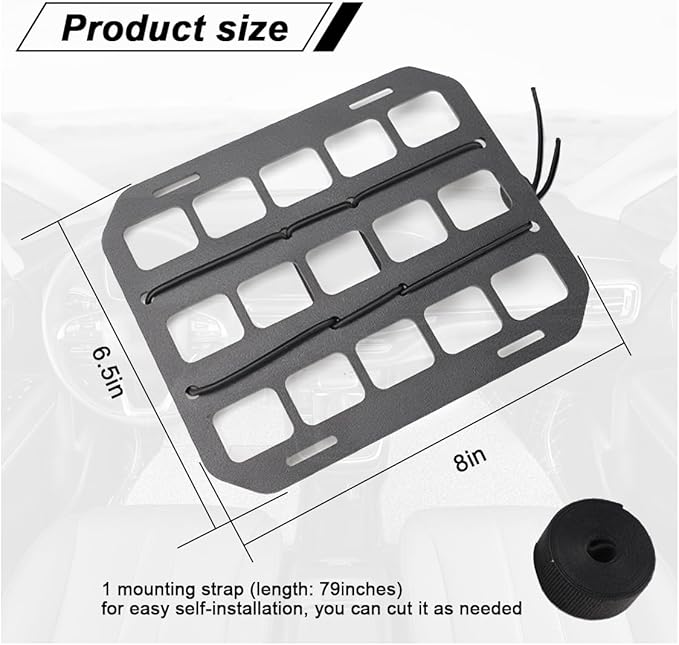 Vehicle Rigid MOLLE Panel, Headrest Organizer EDC Pouch Tool Holster, Tactical Gear Seat Back Rack Truck Equipment Mount Plate, Auto Interior Modular Storage Shelf Accessory (Headrest Panel)