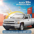 Windshield Sun Shade for Chevy Silverado 1500 2007-2013 Sunshade Front Window Shade Custom Fit Silverado 1500 Accessories Sun Visor Foldable Shade Blocks UV Rays Accessories