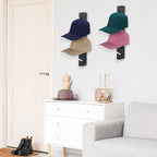 Hat Rack for Wall Baseball Cap Organizer Hanger (2 Pack) Modern Wooden Hat Holder Wall-Mounted Caps Display for Closet Door B