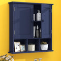 TaoHFE Blue Bathroom Over The Toilet Storage Cabinet,Wall Medicine Cabinet Organizer with 2 Door Adjustable Shelves,Wooden Mo