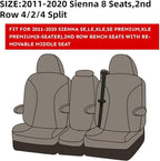 EKR Sienna Seat Covers for 2011-2020 Toyota Sienna LE,XLE, SE,XLE Premium 2nd Row 4/2/4 Split,8 Seats,Waterproof Car Seat Cov
