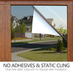 STATINT Window Film Privacy One Way Mirror Glass Tint Heat Control Sun UV Blocking Sliding Door Tinting Reflective Static Cling for Home, Black-Silver, 41.3 Inch X 6.5 Feet