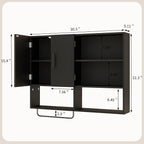 Medicine Cabinet, Wooden Bathroom Wall Cabinet with 2 Doors, Adjustable Shelves & Towel Bar, Over Toilet Storage Cabinet Wall