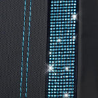 CAR PASS Leather Bling Diamond Car Seat Covers 2 Front Interior Sets, Waterproof Universal Shining Glitter Crystal Sparkle Fit for 95% Automotive Truck SUV Cute Women Girl, Black Mint Rhinestone