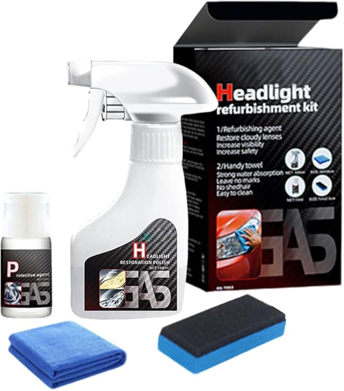 Automotive Headlamp Restoration Fluid Oxidized, 2025 New Headlight Restoration Kit, Multifunctional Headlight Cleaner for Clo