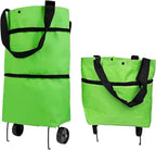 Collapsible Shopping Grocery Bag With Wheels Rolling Tote Bag With Wheels Large Reusable Shopping Bags Foldable Cart(Green,Large)