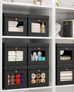 Homsorout Storage Bins with Lid – Closet Organizer with Side Opening and Clear Window, Foldable Stackable Fabric Basket for C