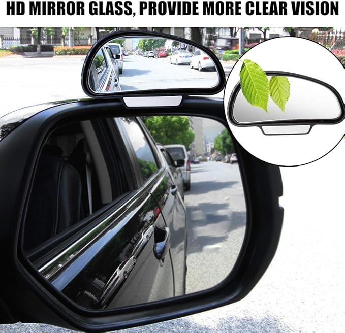 Car Blind Spot Mirrors(5.12 * 2.75in), Adjustable Auxiliary Universal Wide Angle Mirror for Universal Car SUV Mirrors Strong Adhesive HD Glass Mirror Frame Thickness Less than 5MM (R)